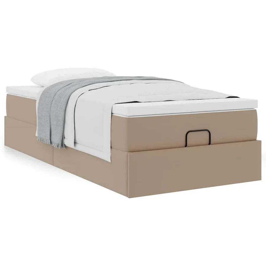 Cadre de lit ottoman et matelas cappuccino 90x200 cm similicuir - 4