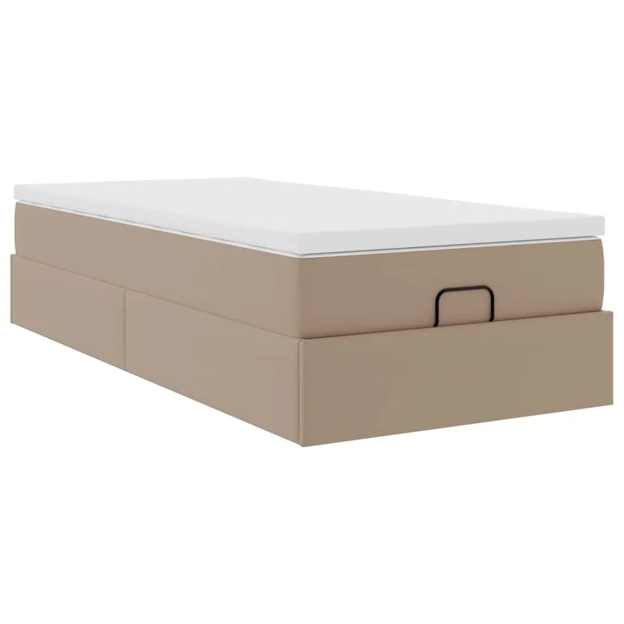 Cadre de lit ottoman et matelas cappuccino 90x200 cm similicuir - 6