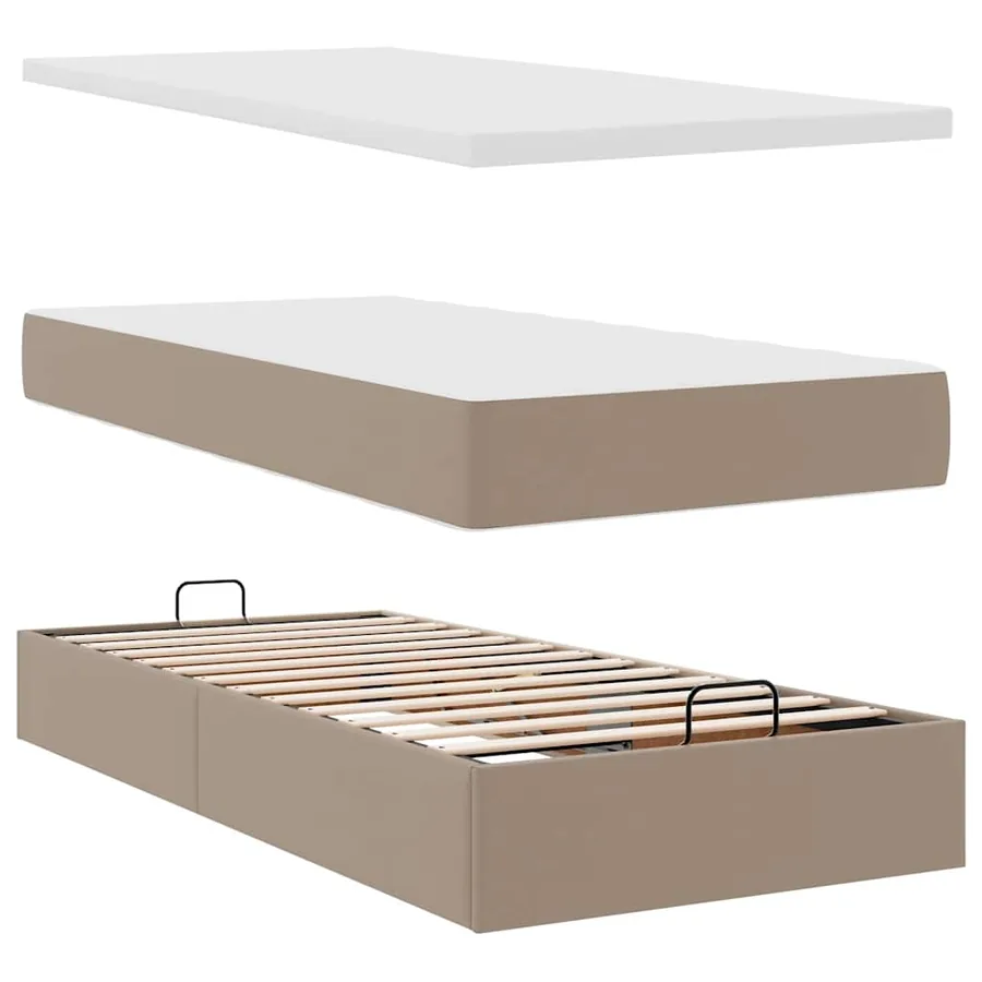 Cadre de lit ottoman et matelas cappuccino 90x200 cm similicuir - 8