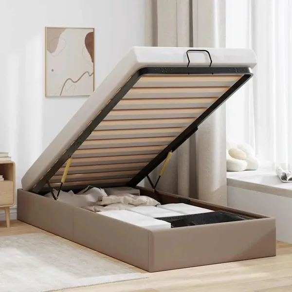 Cadre de lit ottoman sans matelas cappuccino 90x200 cm