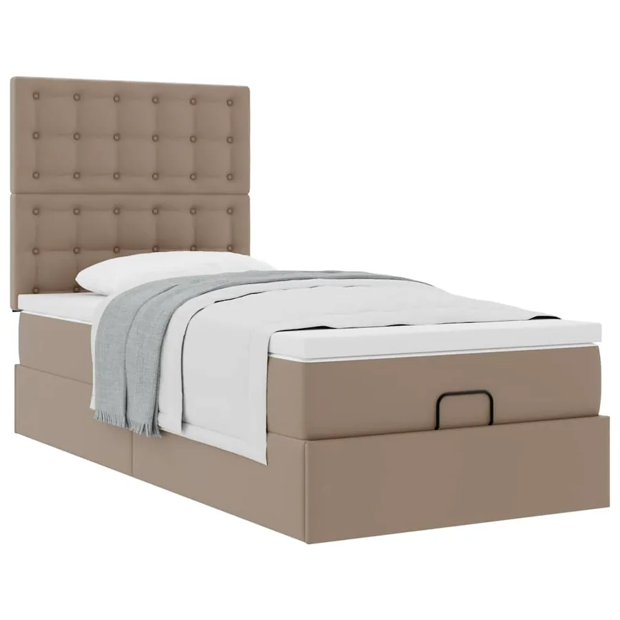 Lit ottoman et matelas cappuccino 90x200 cm similicuir - 4