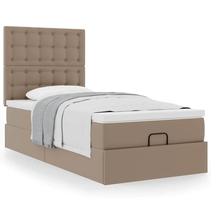 Lit ottoman et matelas cappuccino 90x200 cm similicuir - 5