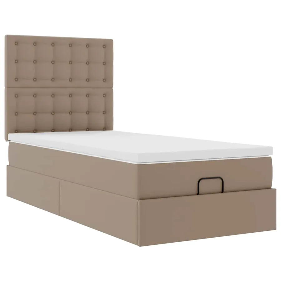 Lit ottoman et matelas cappuccino 90x200 cm similicuir - 6