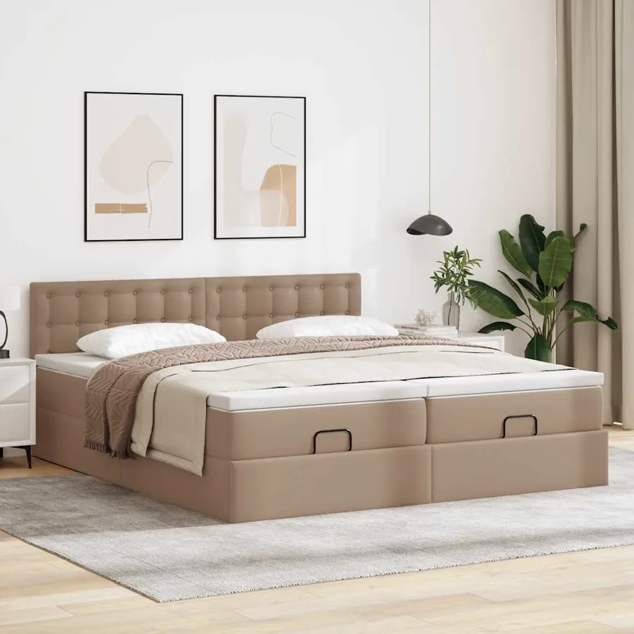 Cadre de lit ottoman et matelas cappuccino 180x200cm similicuir - 4