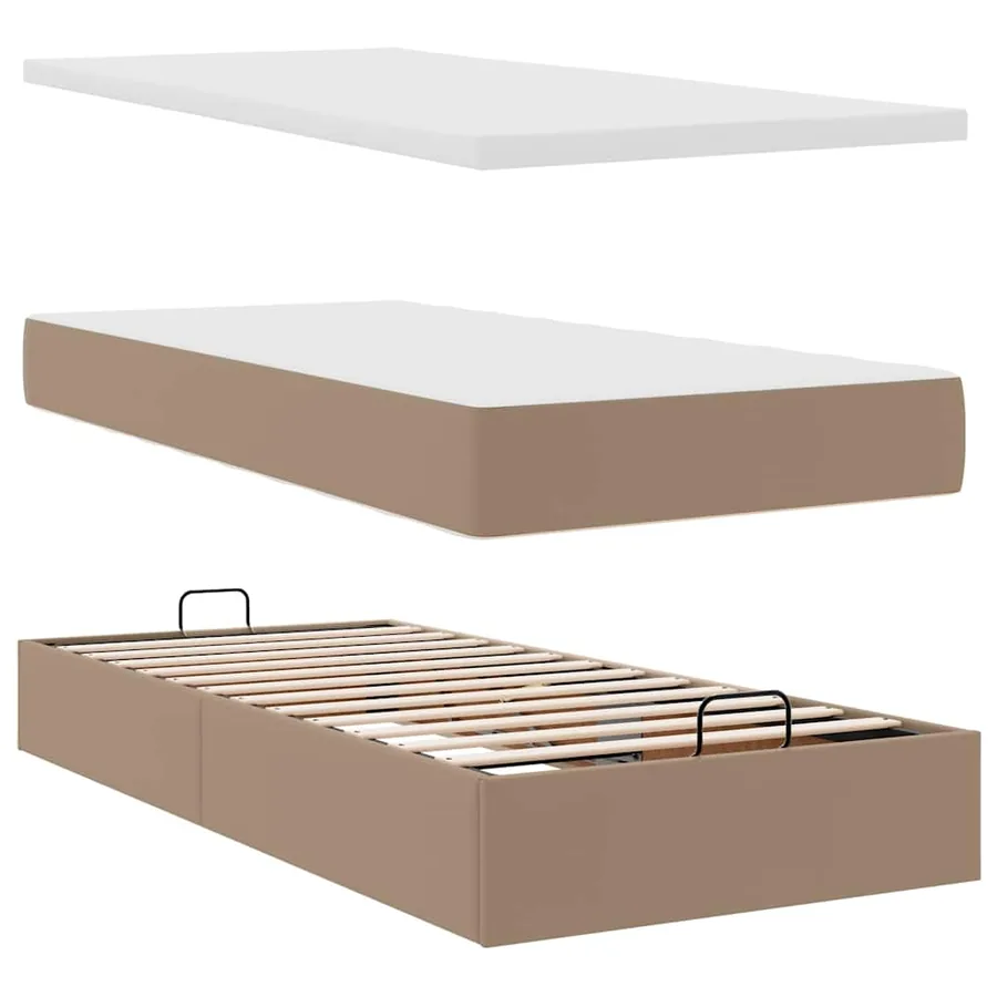 Cadre de lit ottoman et matelas cappuccino 180x200cm similicuir - 11