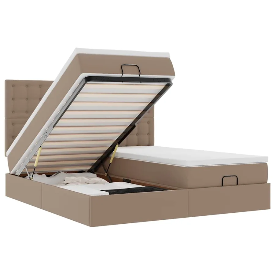 Cadre de lit ottoman et matelas cappuccino 180x200cm similicuir - 2