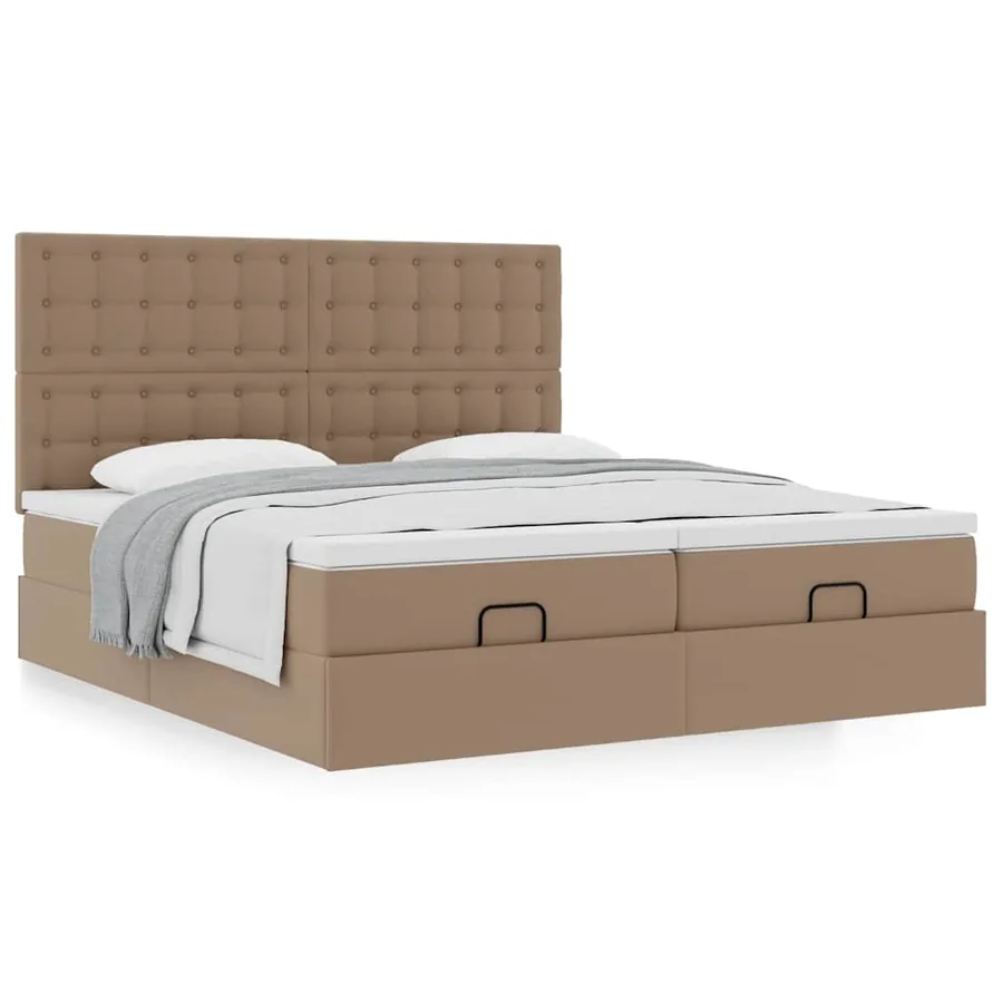 Cadre de lit ottoman et matelas cappuccino 180x200cm similicuir - 4