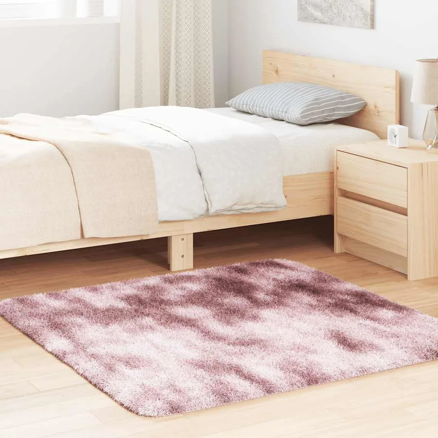 Tapis Shaggy à poils longs NAVARRA rose poudré 120x120 cm