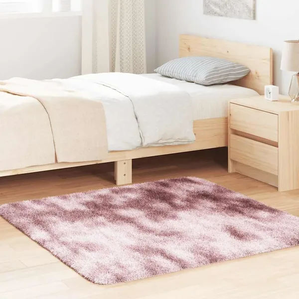 Tapis Shaggy à poils longs NAVARRA rose poudré 120x120 cm