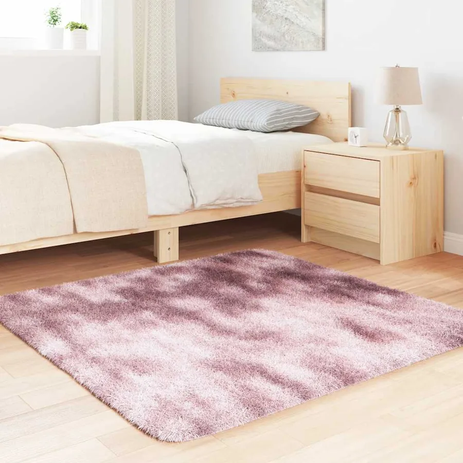 Tapis Shaggy à poils longs NAVARRA rose poudré 120x120 cm - 3