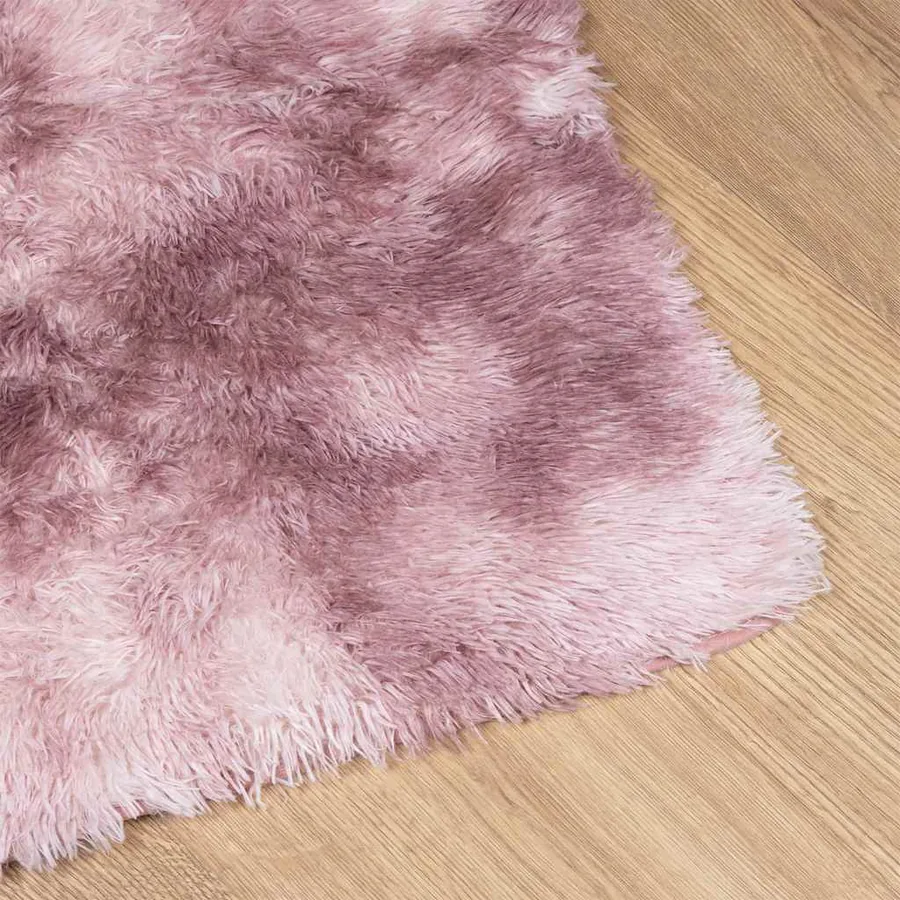 Tapis Shaggy à poils longs NAVARRA rose poudré 120x120 cm - 4