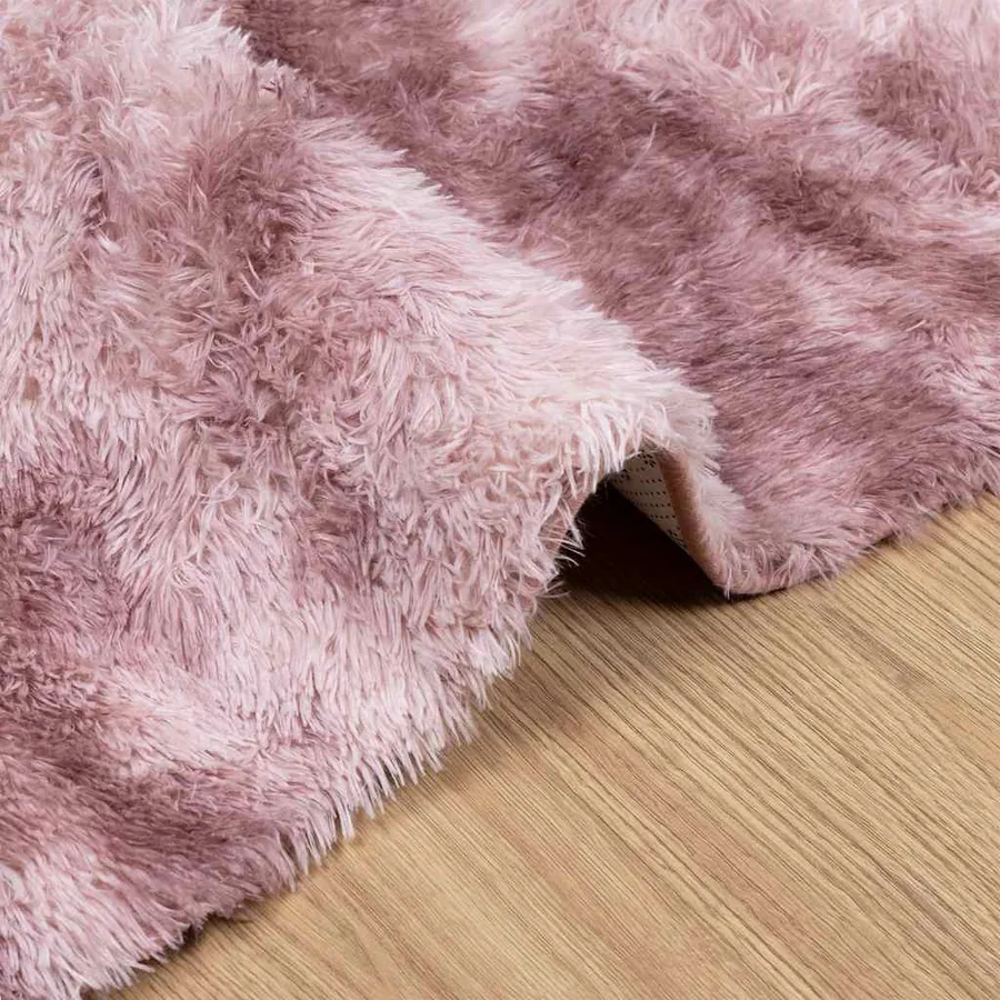 Tapis Shaggy à poils longs NAVARRA rose poudré 120x120 cm - 5