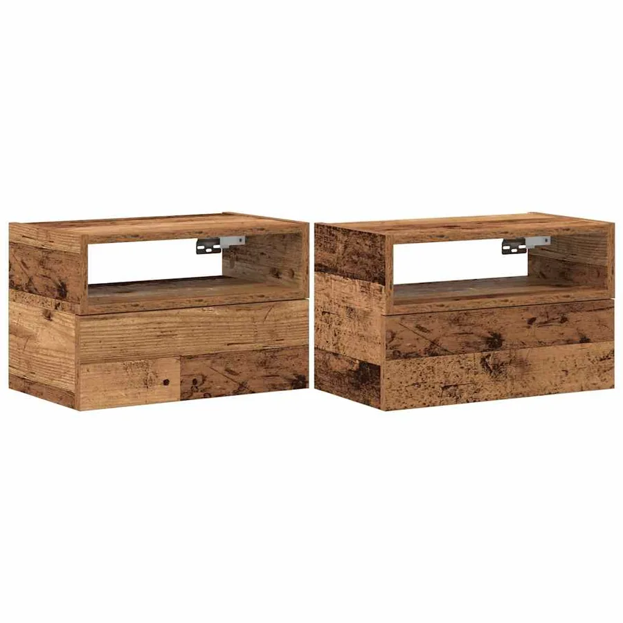 Tables de chevet murales 2 pcs vieux bois 45x26x28,5 cm - 2
