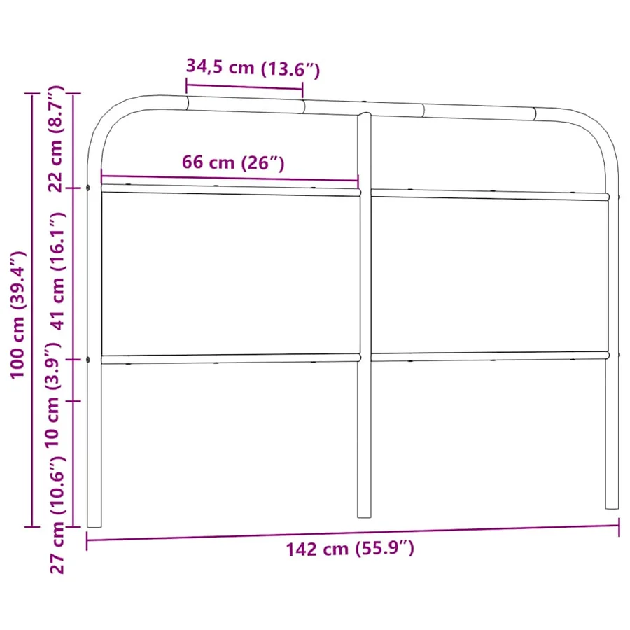 Tête de lit de remplacement chêne marron 135 cm acier et bois d'ingénierie - 7