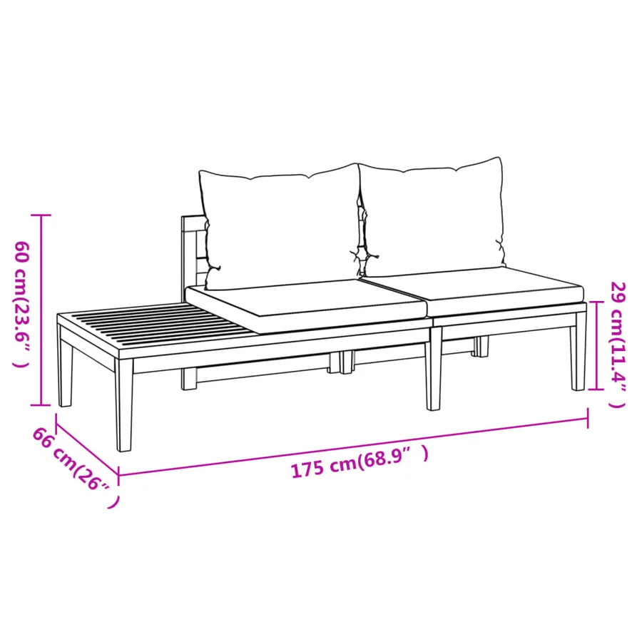 Salon de jardin 4 pcs avec coussins blanc crème Bois d'acacia - 11