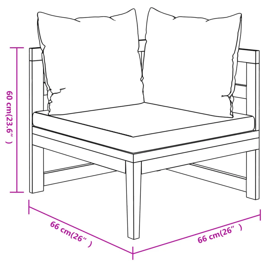 Salon de jardin 4 pcs avec coussins blanc crème Bois d'acacia - 12