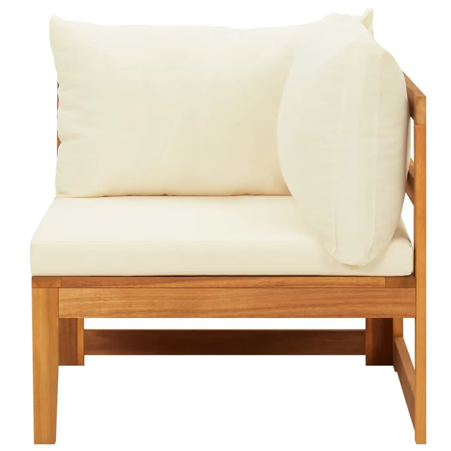 Salon de jardin 4 pcs avec coussins blanc crème Bois d'acacia - 3