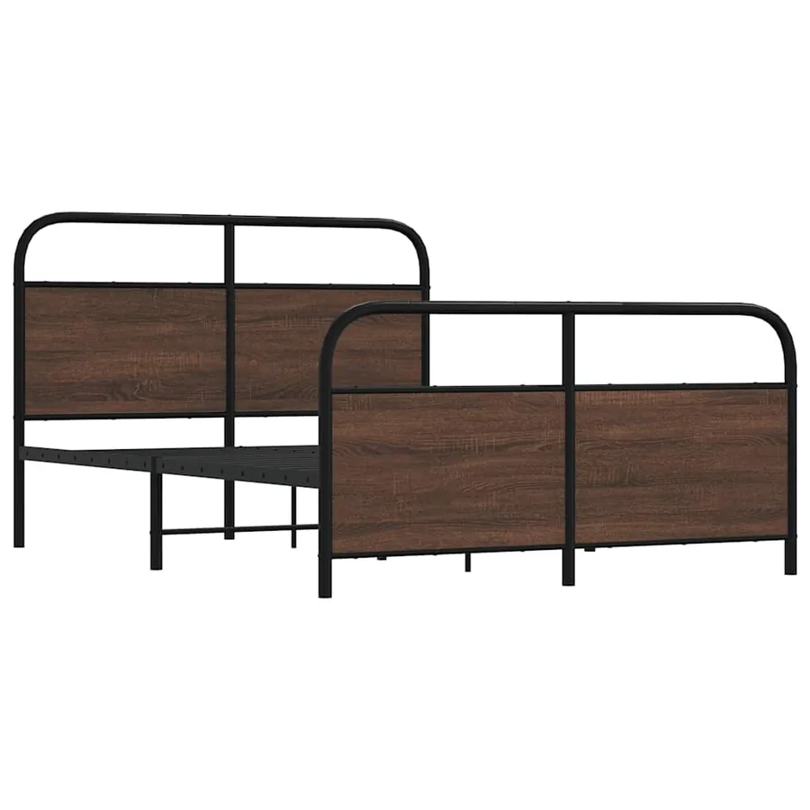 Cadre de lit en métal sans matelas chêne marron 137x190 cm - 3