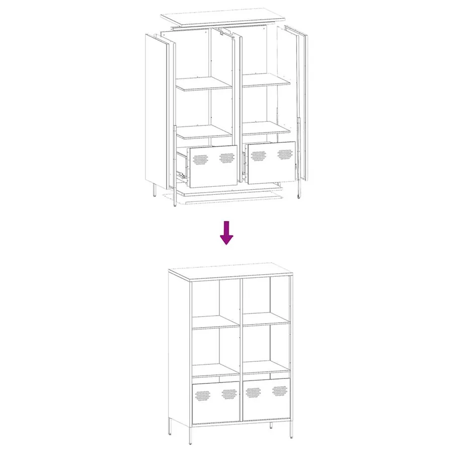 Buffet haut rose 68x39x103,5 cm acier - 11