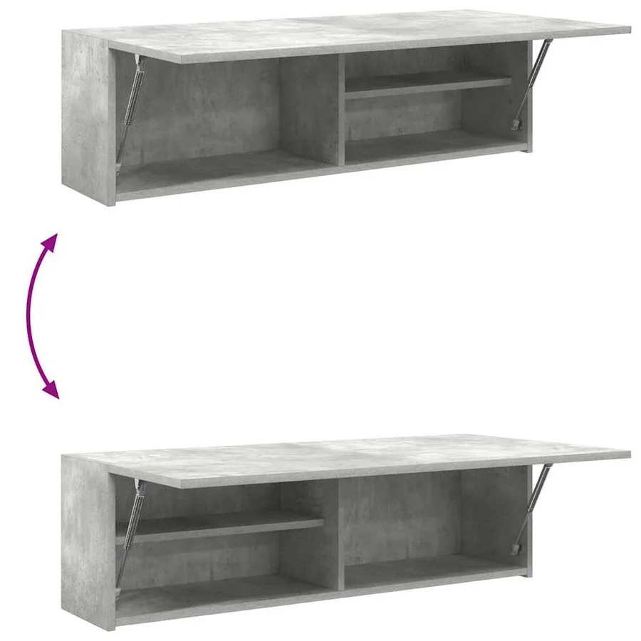 Armoire murale de bain gris béton 100x25x30cm bois d'ingénierie - 9