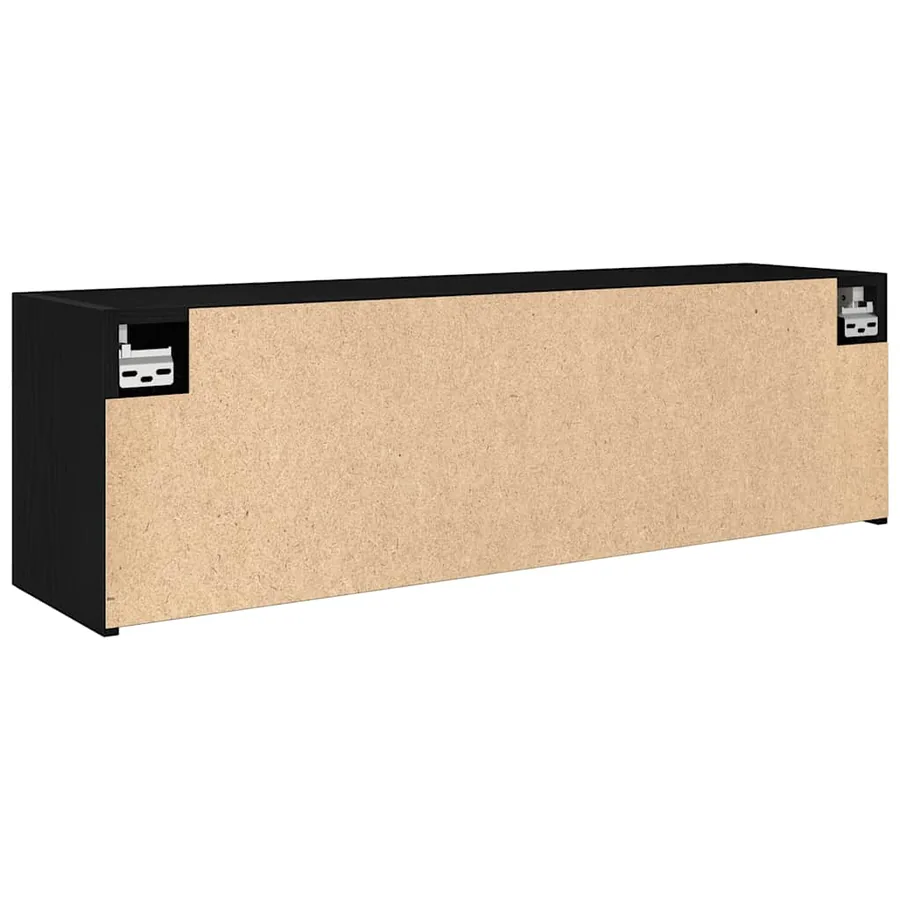 Armoire murale de bain noir 100x25x30 cm bois d'ingénierie - 8