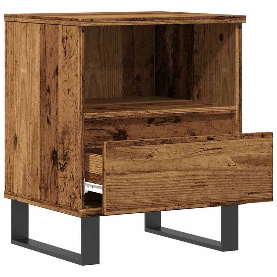 Table de chevet vieux bois 40x35x50 cm bois d’ingénierie - 5