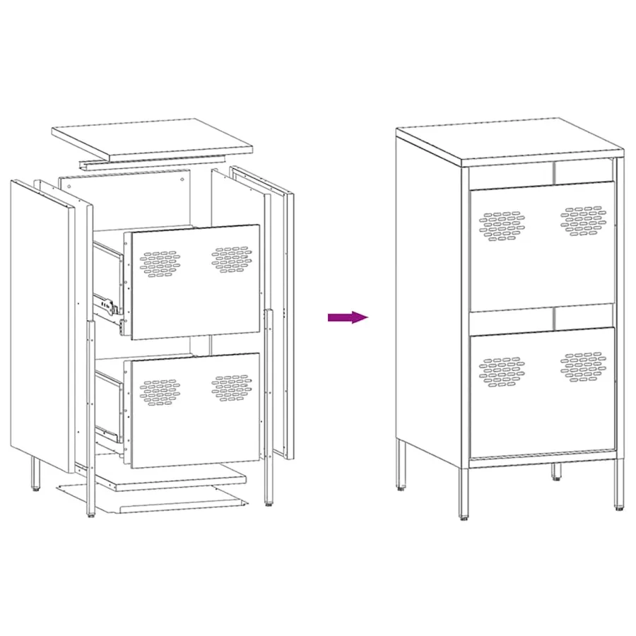 Buffet rose 35x39x73,5 cm acier laminé à froid - 11