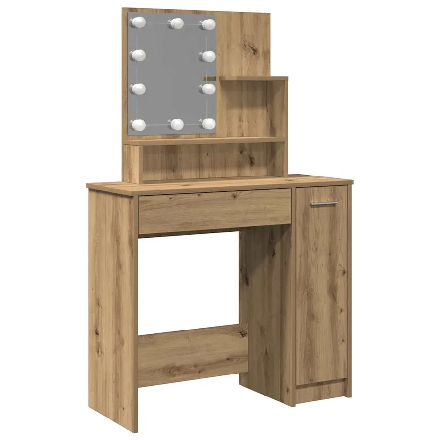 Coiffeuse avec LED chêne artisanal 86,5x35x136 cm - 2