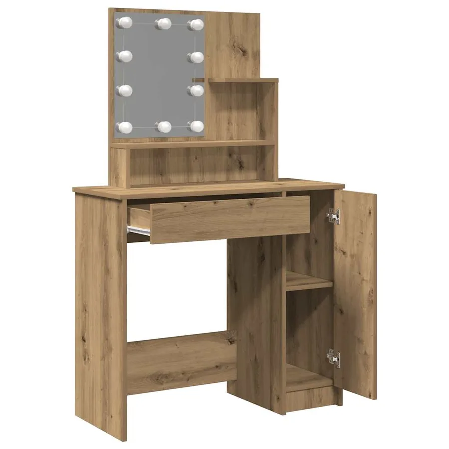Coiffeuse avec LED chêne artisanal 86,5x35x136 cm - 5