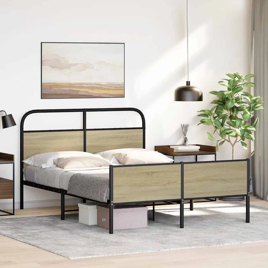 Cadre de lit sans matelas 120x190 cm cm chêne sonoma - 4