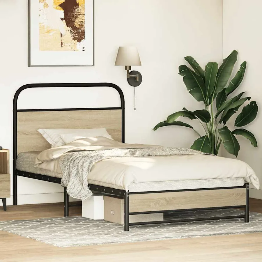Cadre de lit sans matelas 100x190 cm chêne sonoma - 4