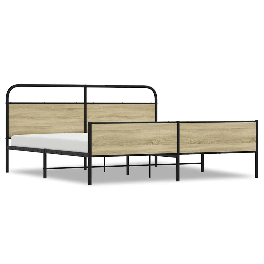 Cadre de lit en métal sans matelas chêne sonoma 180x200 cm - 2