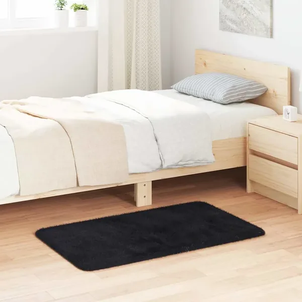 Tapis Shaggy à poils longs NAVARRA noir 60x100 cm polyester