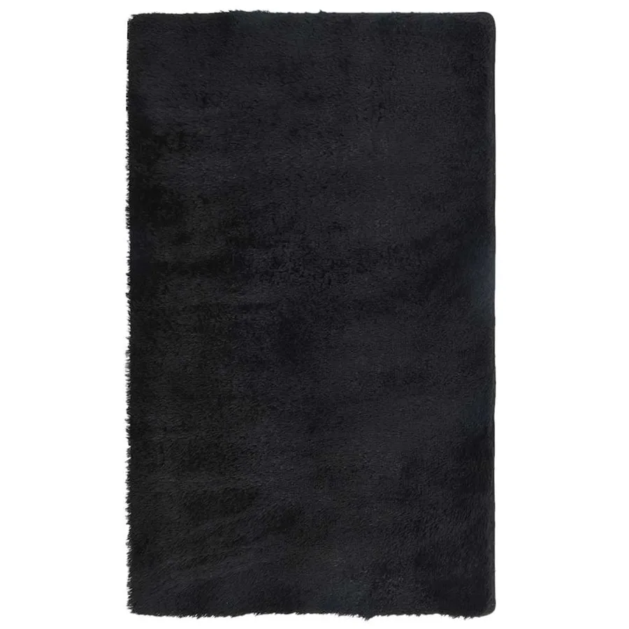Tapis Shaggy à poils longs NAVARRA noir 60x100 cm polyester - 2