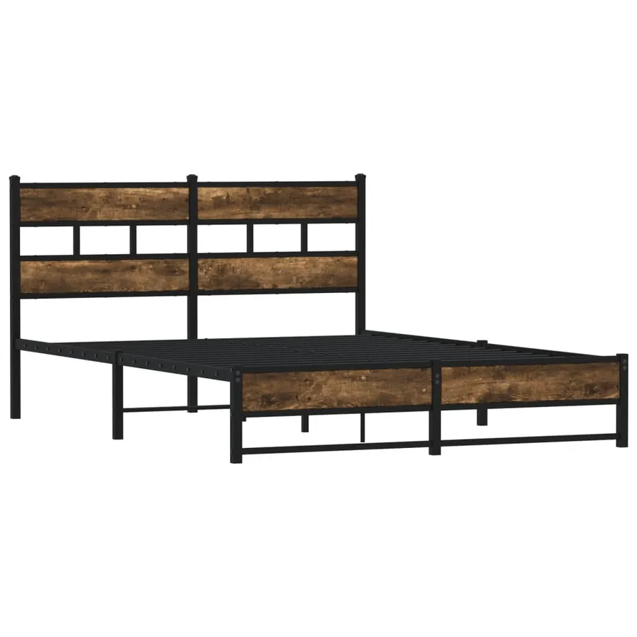 Cadre de lit en métal sans matelas chêne fumé 160x200 cm - 3