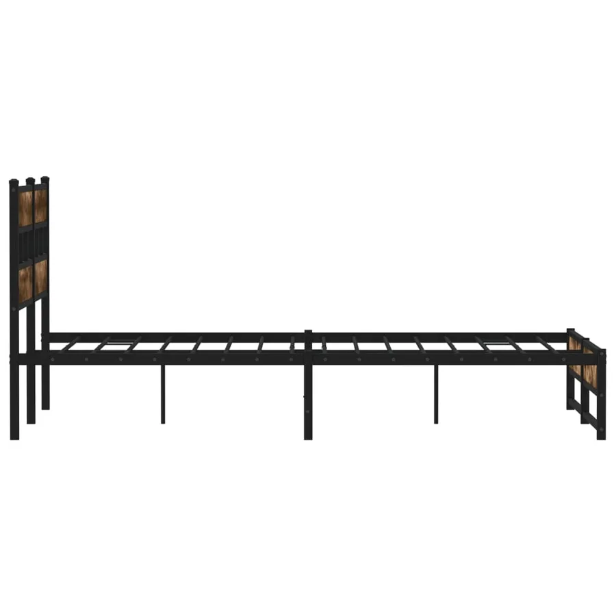 Cadre de lit en métal sans matelas chêne fumé 160x200 cm - 5