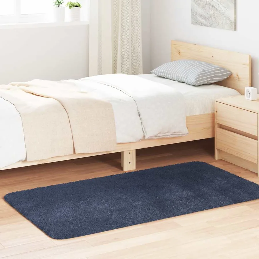 Tapis shaggy à poils longs NAVARRA bleu marine 80x150 cm