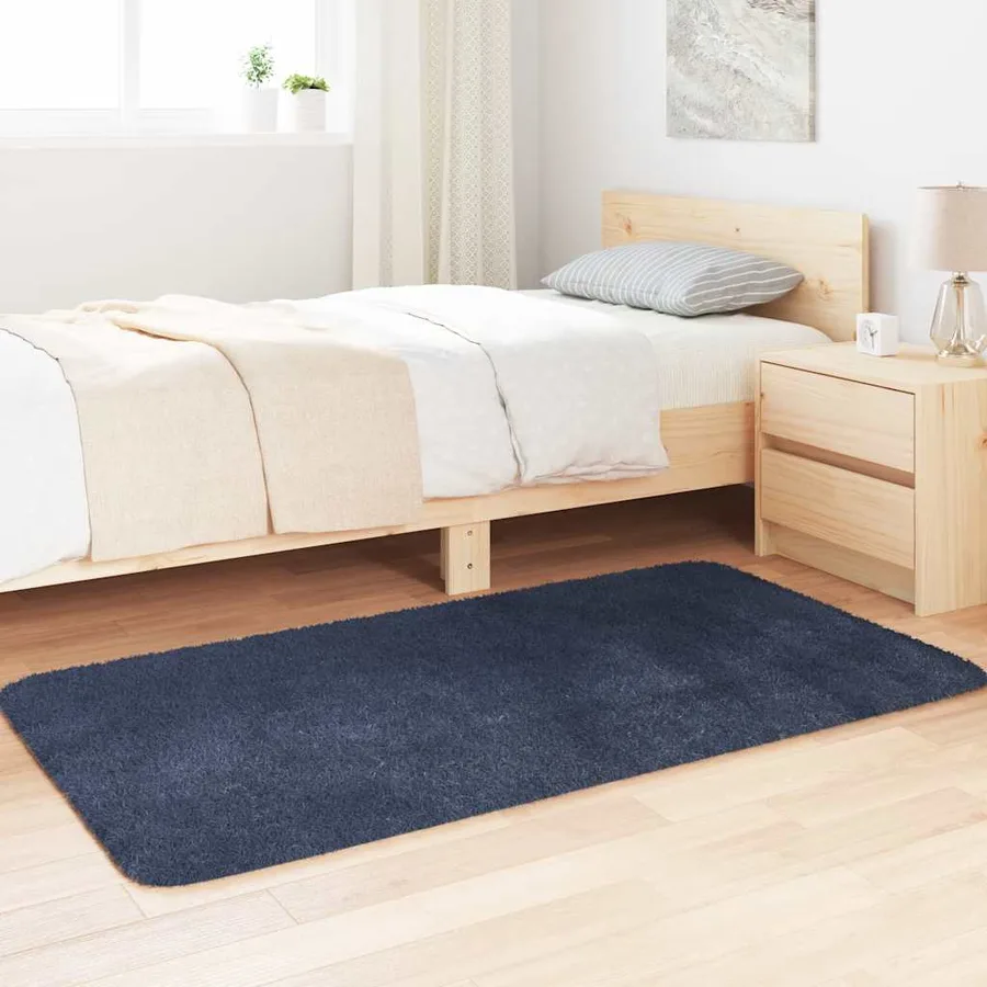 Tapis shaggy à poils longs NAVARRA bleu marine 80x150 cm - 3