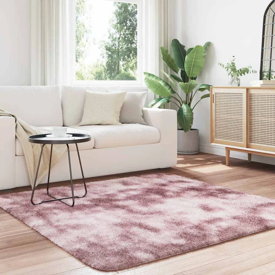 Tapis Shaggy à poils longs NAVARRA rose poudré 160x160 cm - 3