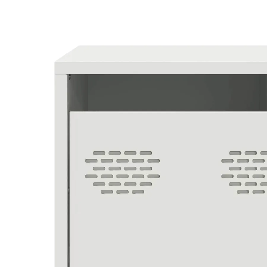 Meuble TV blanc 101,5x39x43,5 cm acier laminé à froid - 10