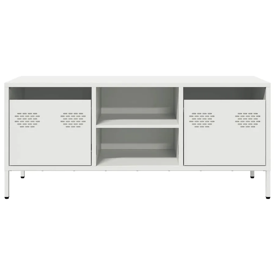 Meuble TV blanc 101,5x39x43,5 cm acier laminé à froid - 4