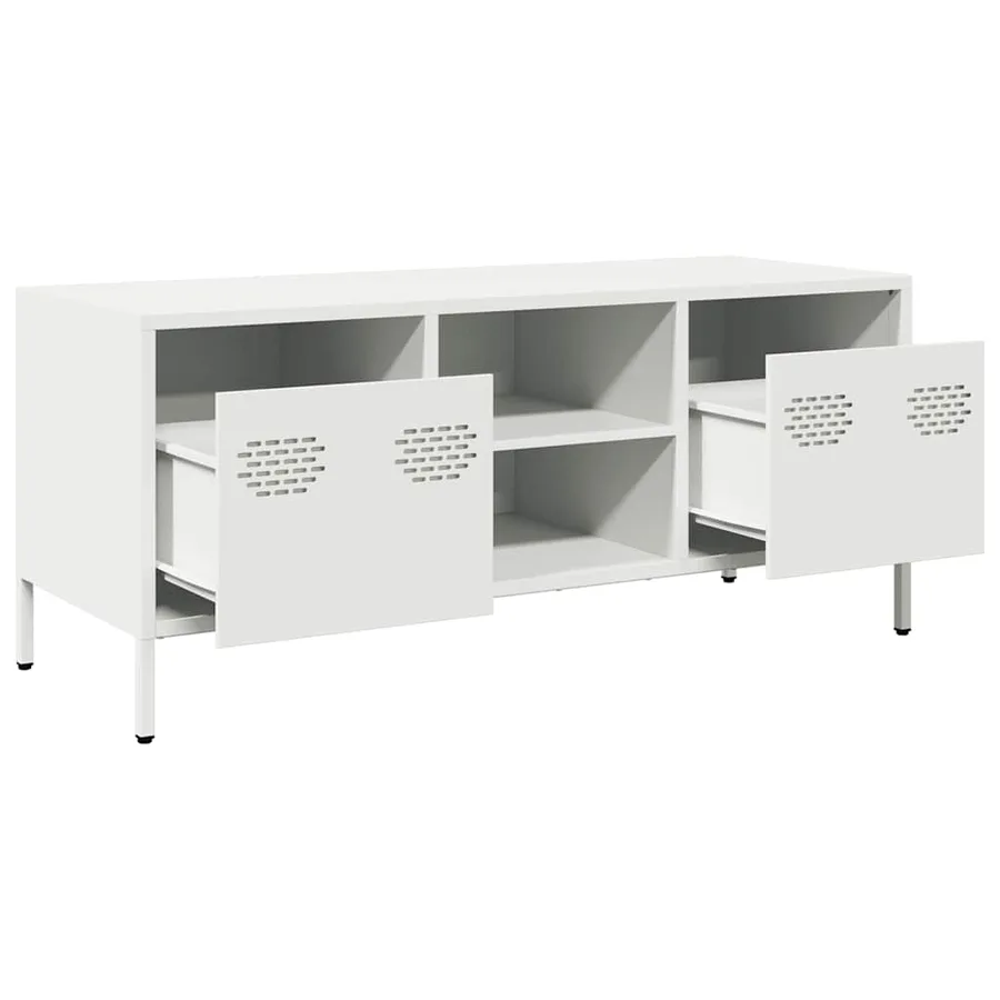 Meuble TV blanc 101,5x39x43,5 cm acier laminé à froid - 5