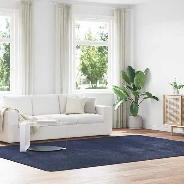 Tapis shaggy à poils longs NAVARRA bleu marine 240x340 cm