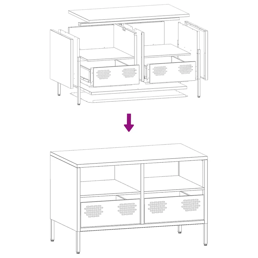 Meuble TV rose 68x39x43,5 cm acier laminé à froid - 10