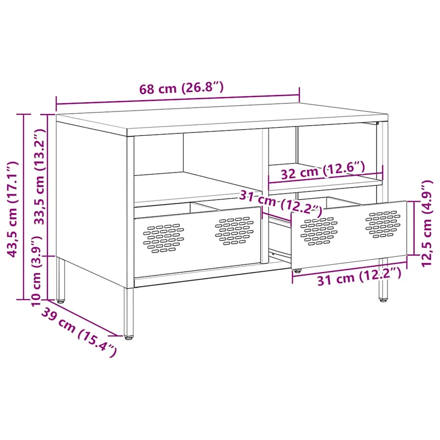 Meuble TV rose 68x39x43,5 cm acier laminé à froid - 12