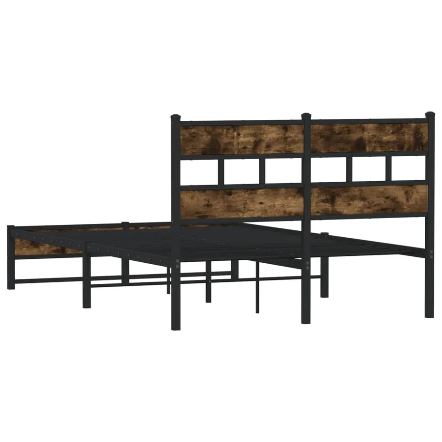 Cadre de lit en métal sans matelas chêne fumé 120x200 cm - 6