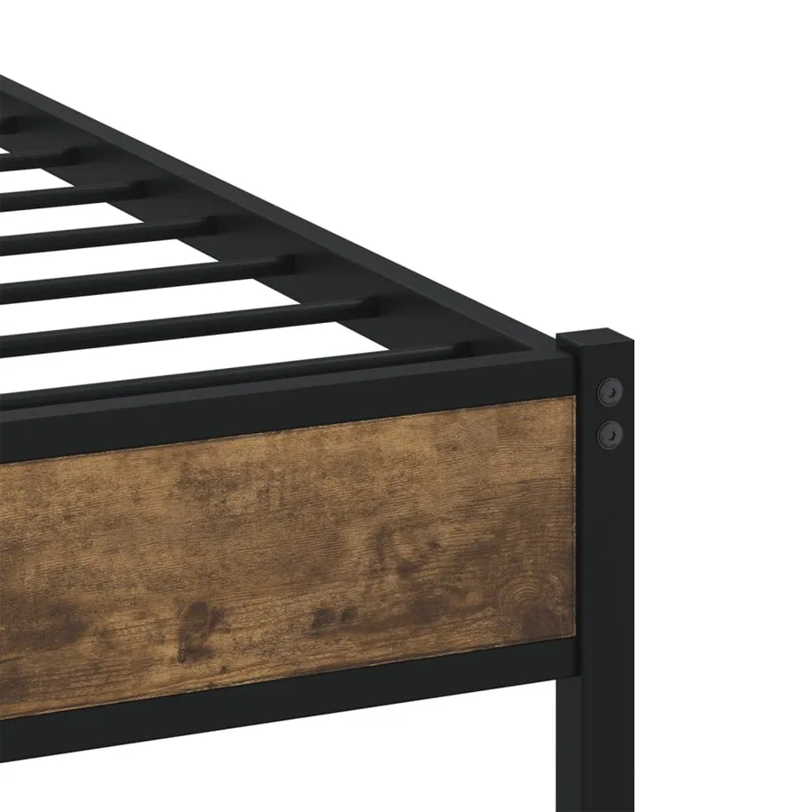 Cadre de lit en métal sans matelas chêne fumé 120x200 cm - 7