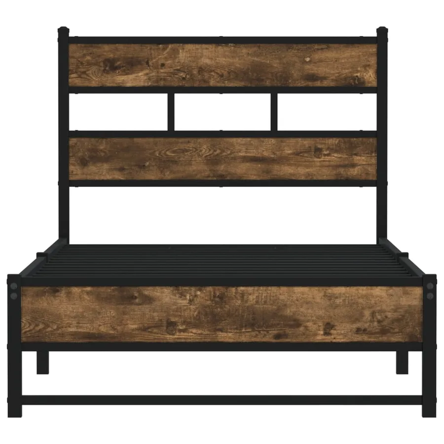 Cadre de lit en métal sans matelas chêne fumé 107x203 cm - 4