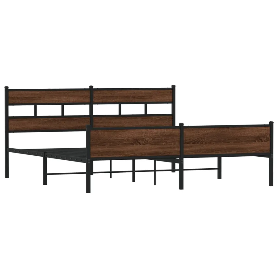 Cadre de lit en métal sans matelas chêne marron 183x213 cm - 3