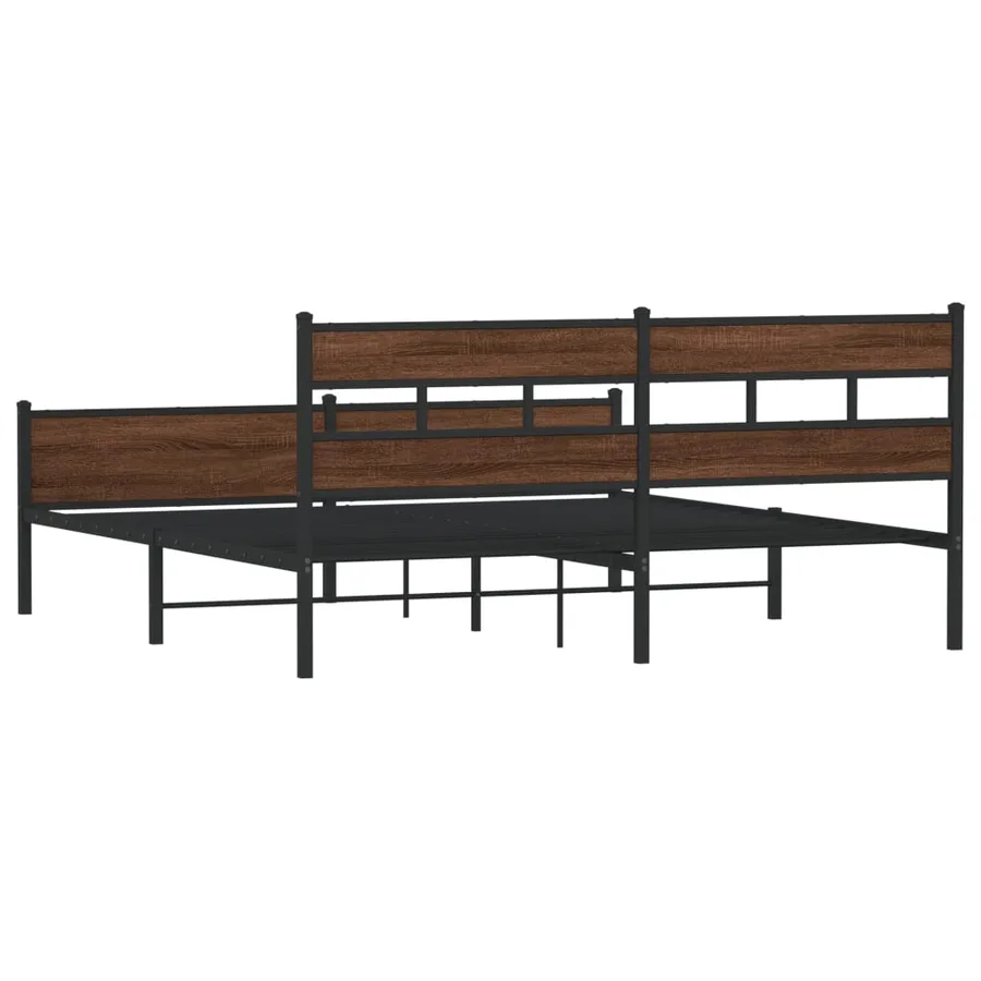 Cadre de lit en métal sans matelas chêne marron 183x213 cm - 6